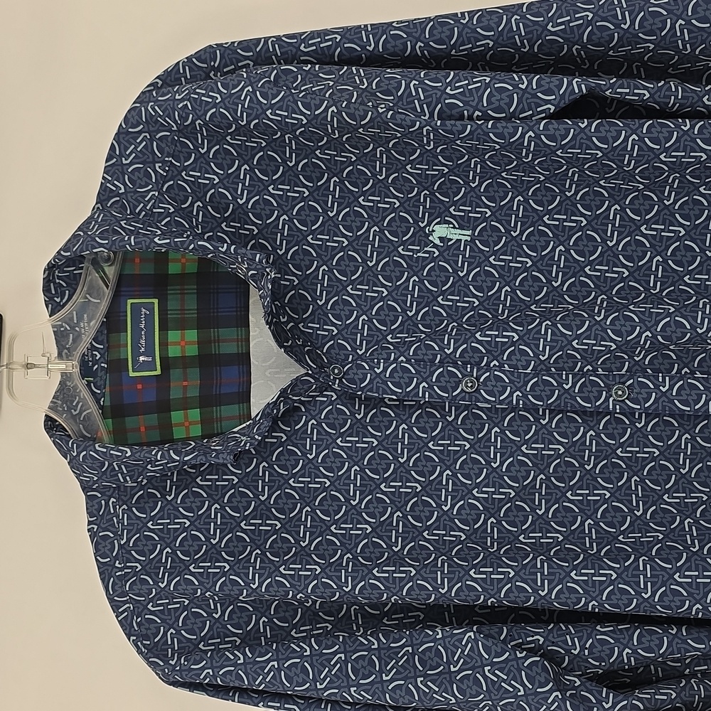 William Murray Golf Blue Patterned Button Down Sh… - image 2